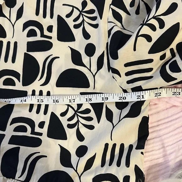 Maeve Anthropologie Bettina Black and White Graphic Long Sleeve Dress - Picture 3 of 4